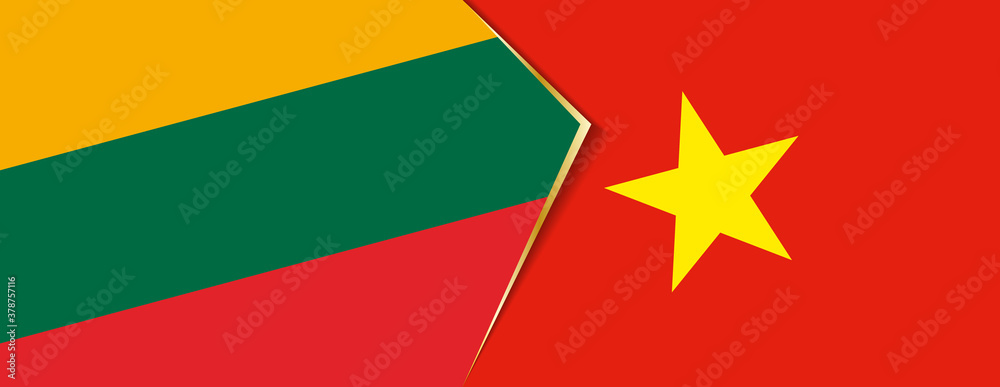 Lithuania and Vietnam flags, two vector flags. Lithuania and Vietnam flags, two vector flags.