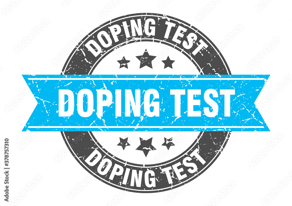 Obraz premium doping test round stamp with ribbon. label sign