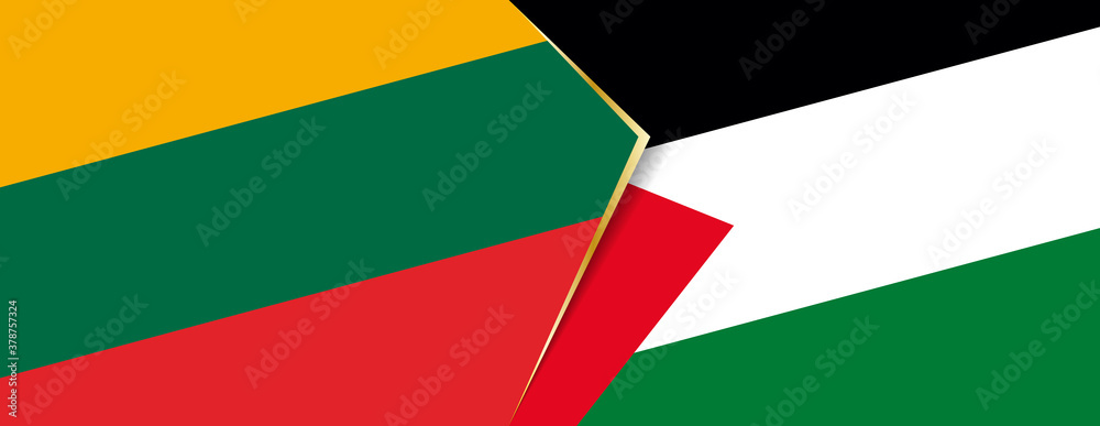 Lithuania and Palestine flags, two vector flags. Lithuania and Palestine flags, two vector flags.
