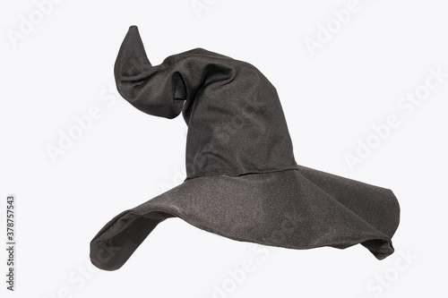 accessories for Halloween,witch hat with curved crown on a white background photo