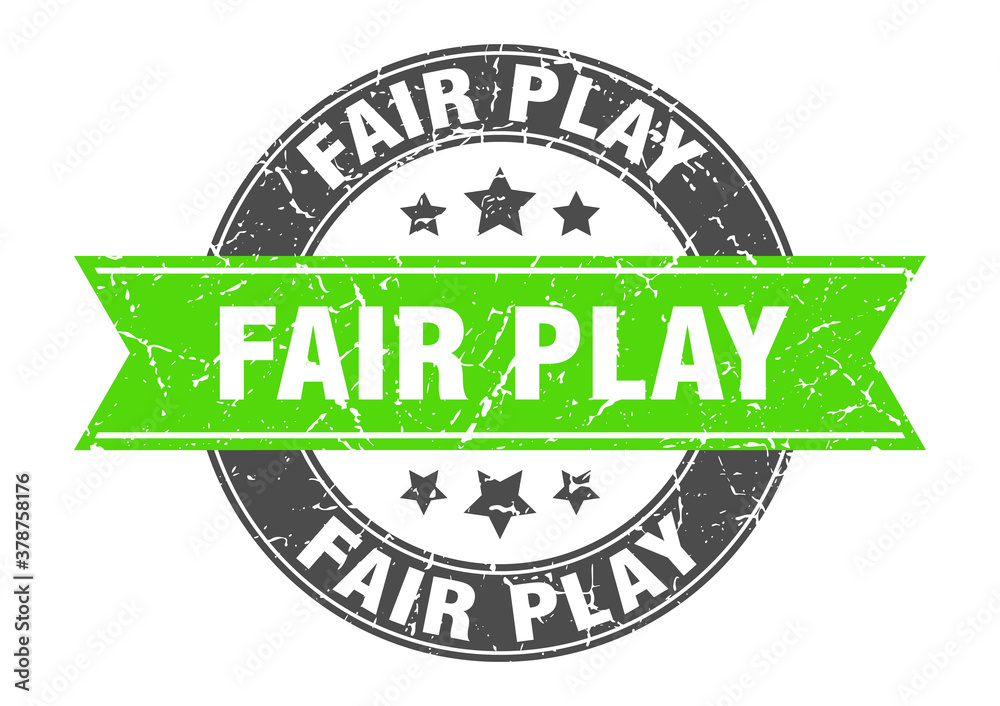 Fototapeta premium fair play round stamp with ribbon. label sign