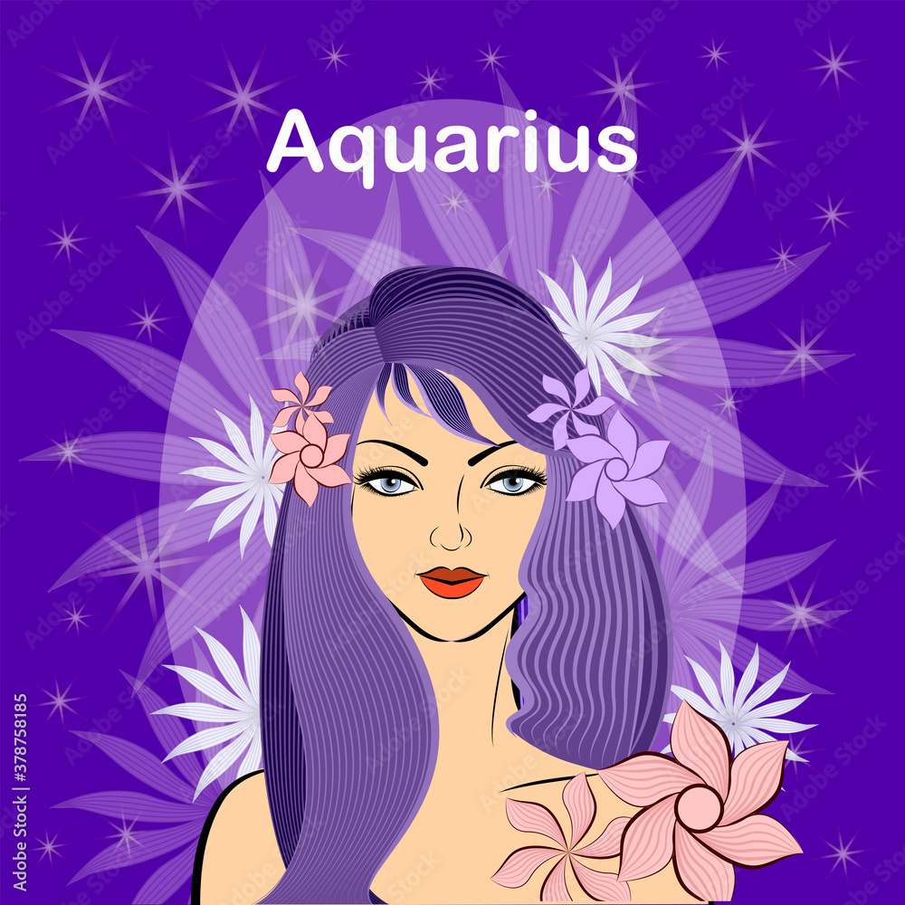 Elegant gentle girl with a fantastic hairdo.Sign of the zodia.Aquariu.Signs of the zodiac air disaster.