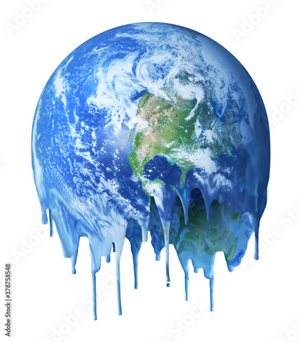 Melting dripping planet Earth climate warming concept photo