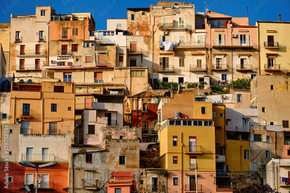 Sciacca Italy 03/21/2017 City panorama on the houses of the town of Sciacca Sicily Italy