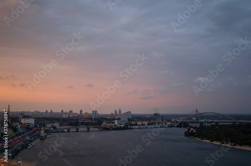 Panoramic view of Kiev from the bridge over the Dnieper river.