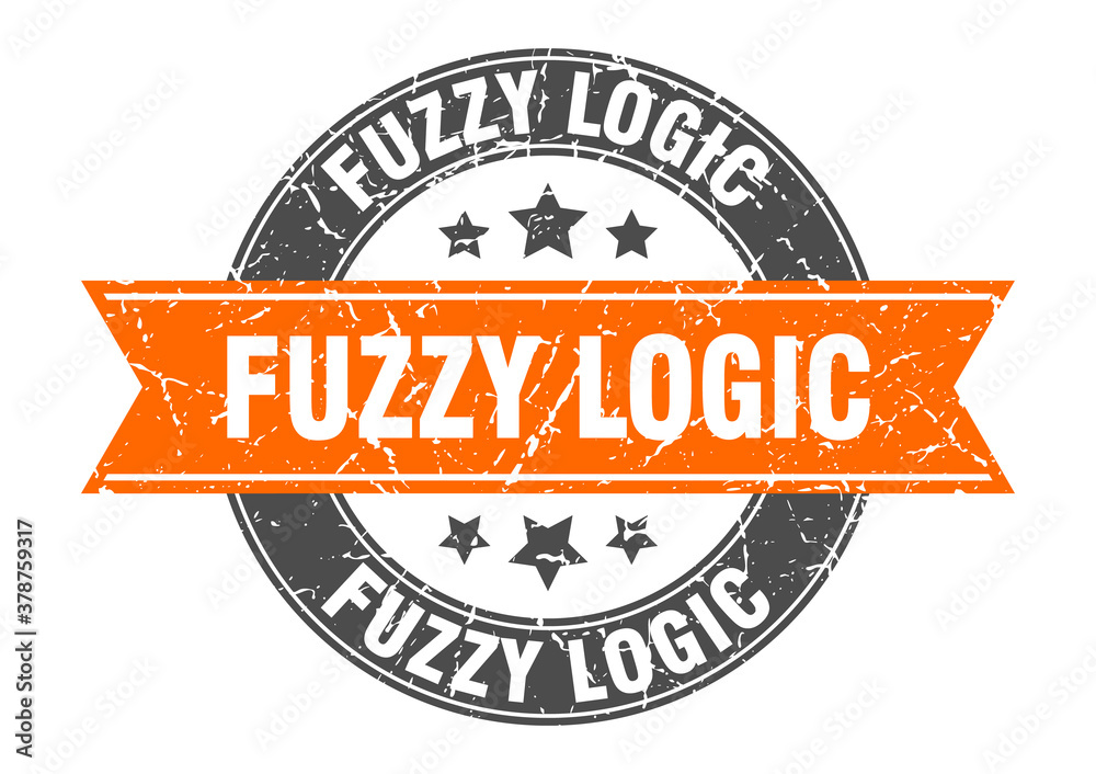 Fototapeta premium fuzzy logic round stamp with ribbon. label sign