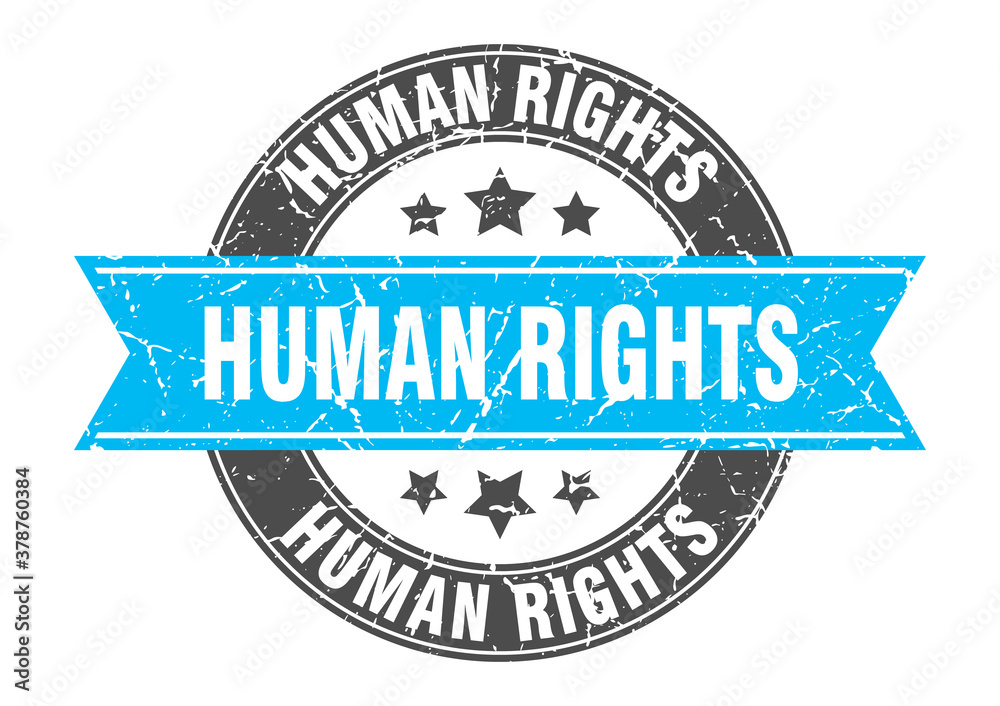 human rights round stamp with ribbon. label sign