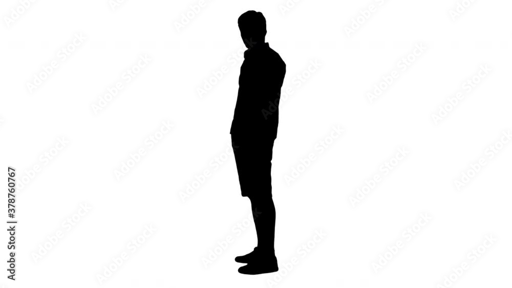 Silhouette Casual young man looking at camera and talking about something. Silhouette Casual young man looking at camera and talking about something.