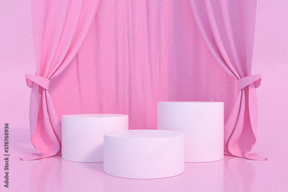 Abstract mock up pastel color Scene, pink geometric shape podium background mockup for podium display or showcase,3d rendering.