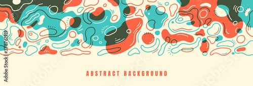 Abstract background design with various hand drawing fluid shapes in color. Vector illustration.
