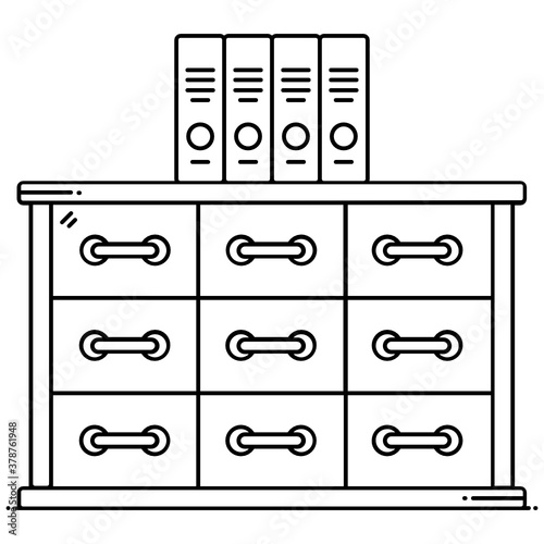 
Office cabinets, caddy box in flat style 
