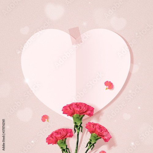 Parents Day, Heart Design and Carnation Flowers
