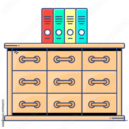 
Office cabinets, caddy box in flat style 

