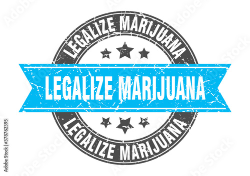 legalize marijuana round stamp with ribbon. label sign