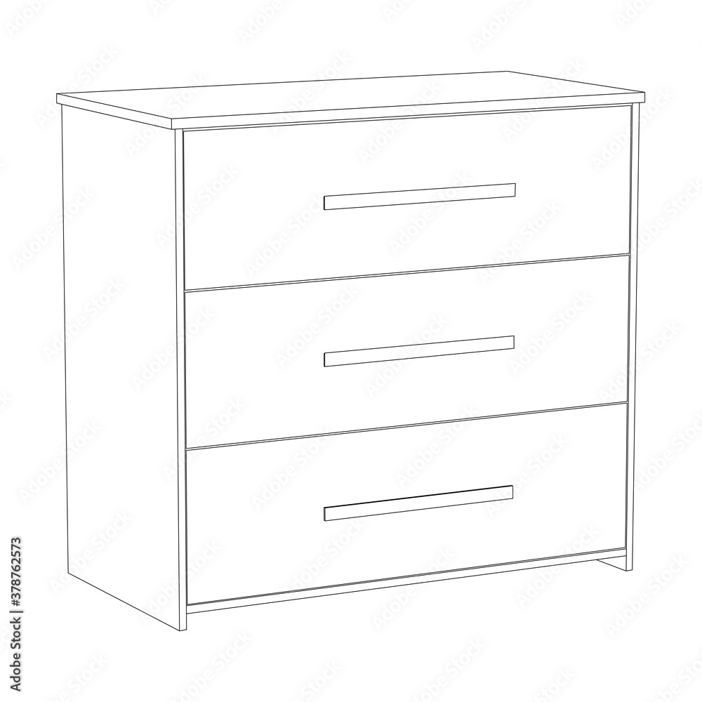 Bathroom or bedroom drawers. Outline drawing Bathroom or bedroom drawers. Outline drawing