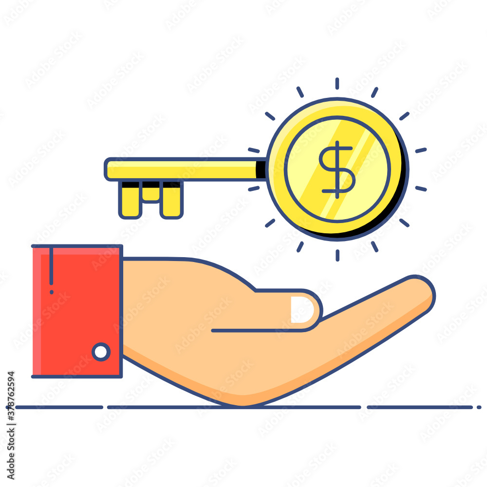
Editable flat icon of key to success, financial key 
