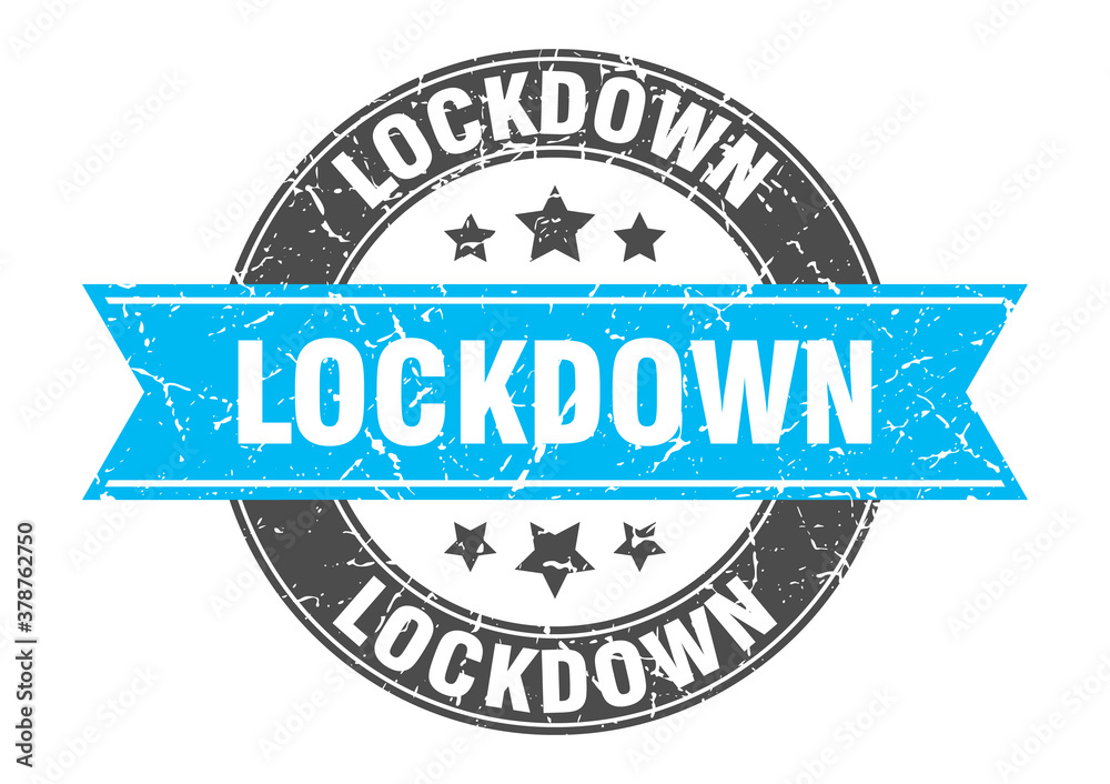 lockdown round stamp with ribbon. label sign lockdown round stamp with ribbon. label sign