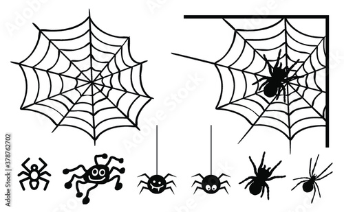 Black Cobweb, background. Vector Spider happy halloween party day fun funny spooky logo creepy horror insect hush dia 31 october fest Spiderman hallow Webbing line pattern Unlucky Accident zombie.