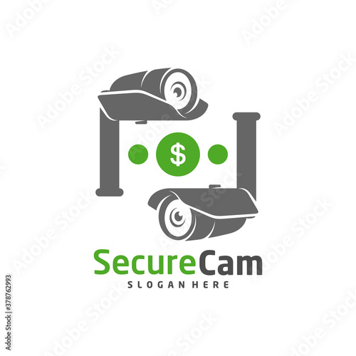 CCTV Camera with Money Logo Design Vector Template, Concept Symbol, Icon