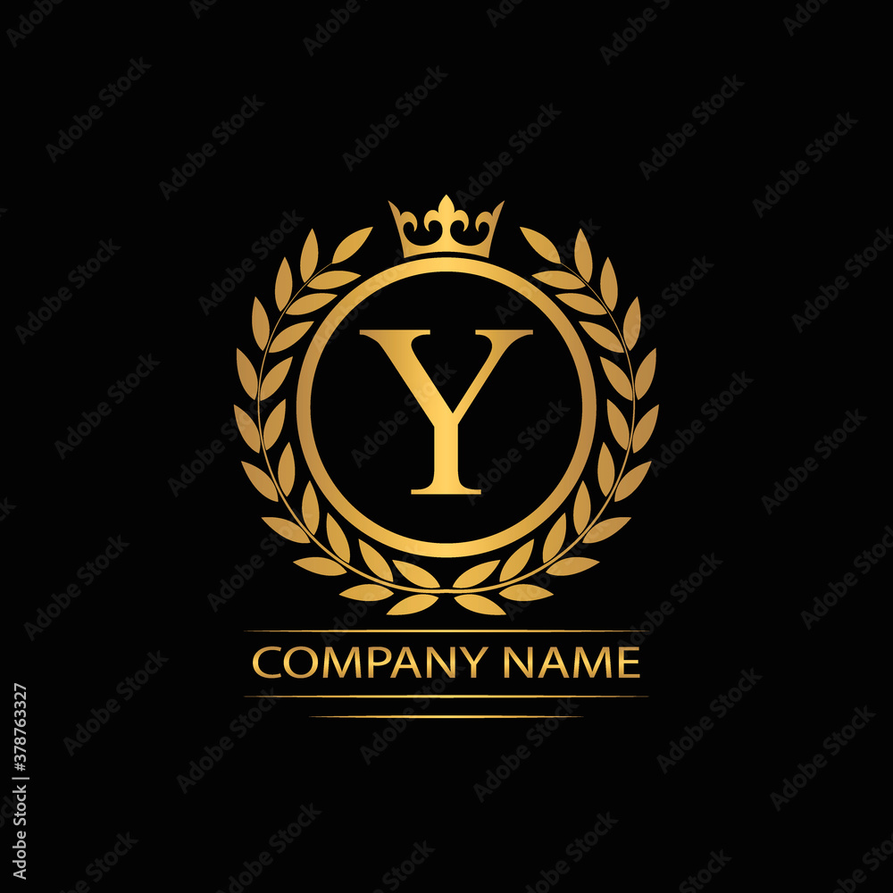Golden Letter Y laurel wreath template logo Luxury gold letter with crown. Monogram alphabet . Beautiful royal initials letter. Golden Letter Y laurel wreath template logo Luxury gold letter with crown. Monogram alphabet . Beautiful royal initials letter.