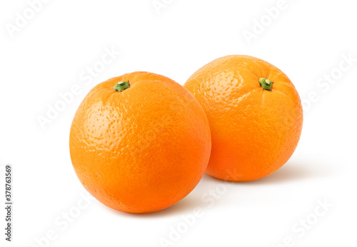  Two Oranges isolated on white background. Clipping path.