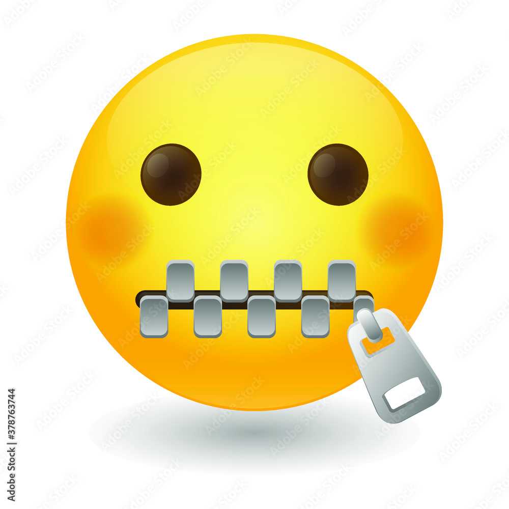 Zipper Mouth Pose Emoji Vector art illustration design. Emoticon expression graphic round. Avatar kawaii style.