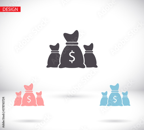 Money bag icon. lorem ipsum Flat Design JPG