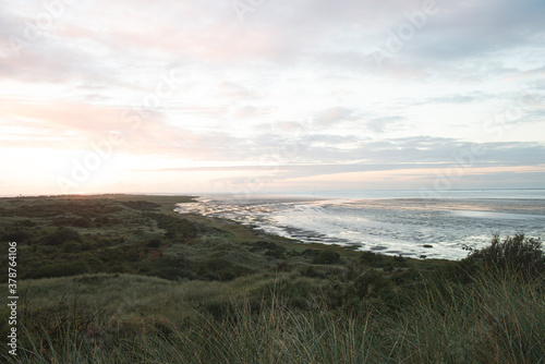 The oerd on Ameland during the sunrise, a beautiful nature area where thousands of water birds breed, Wadden Island, protected nature area, Friesland, the Netherlands
