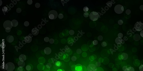 Dark Green vector texture with disks. Glitter abstract illustration with colorful drops. New template for a brand book.