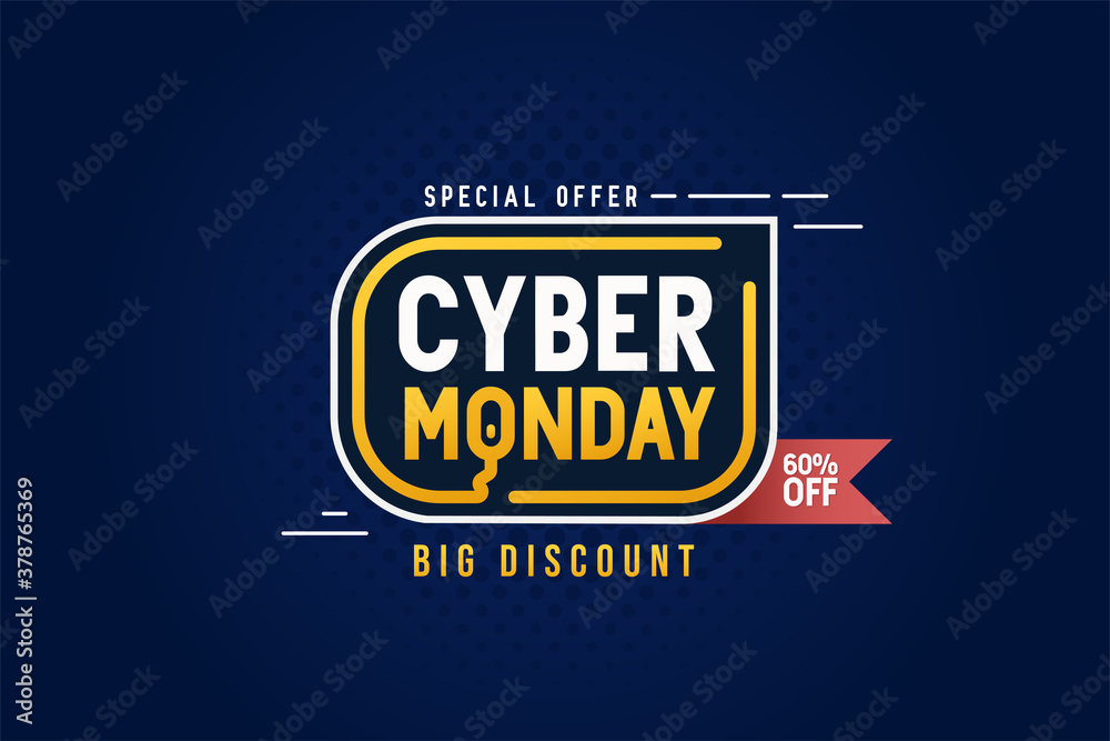 Cyber monday gadget big discount 60% off banner template promotion