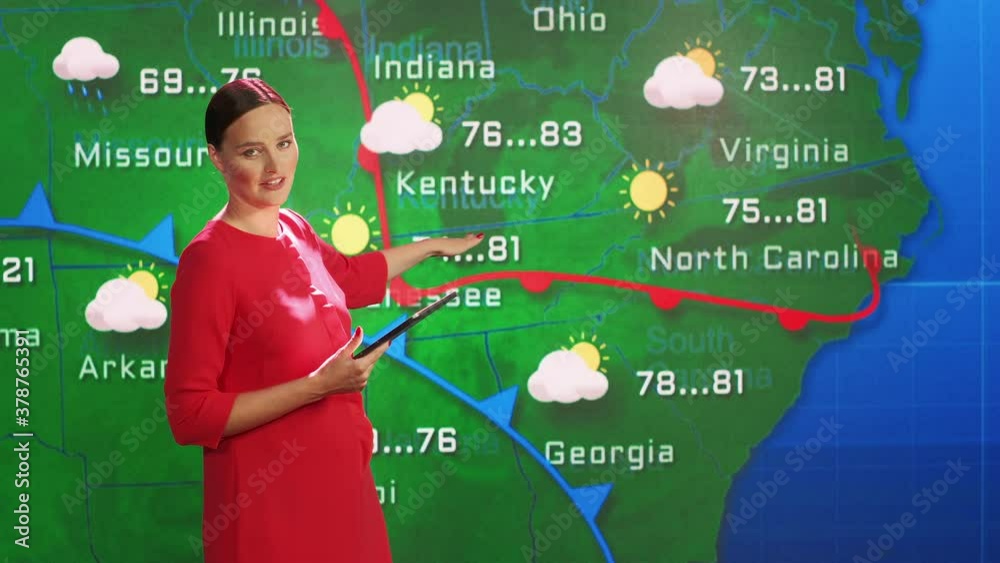 Live Weather News Studio with Professional Female OnCamera