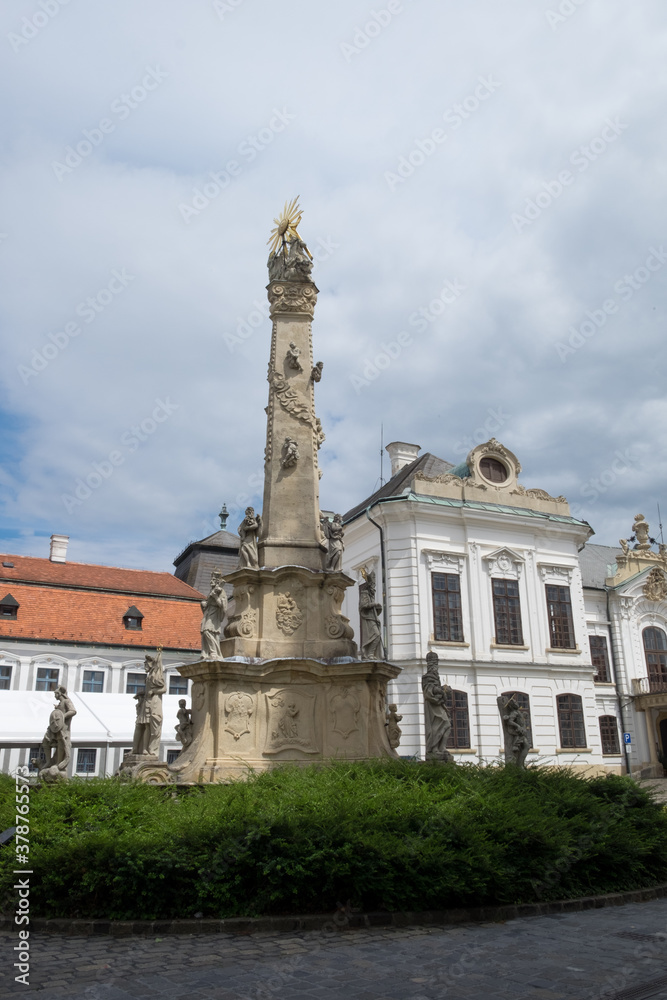 Fototapeta premium The panoramic cityscape of the historical center of medieval capital city of Hungary, Veszprem, located on the famous tourist Castle hill near the resort Lake Balaton
