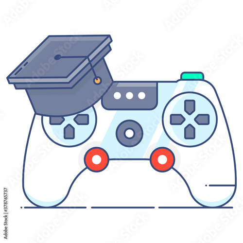 
Game controller with mortarboard denoting icon of gaming education 
