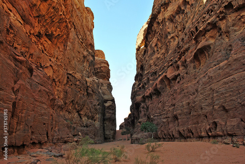 Path among big rocks of sandstone