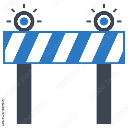 Safety Barriers with Lights Concept, Traffic Barricades Vector Icon  Design, civil engineering and construction Symbol on White background  