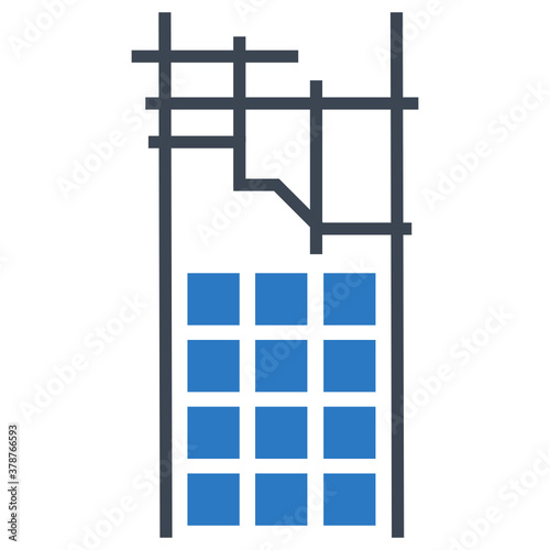 Site Structure front view Concept, Under Construction Building Vector Icon Design, civil engineering and construction Symbol on White background 