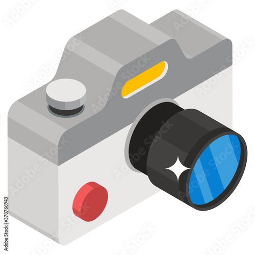 
Trendy isometric design of photographic camera 
