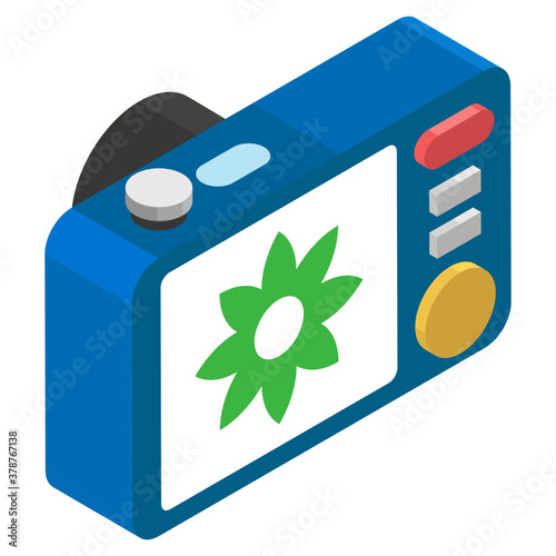 
Trendy isometric design of photographic camera 
