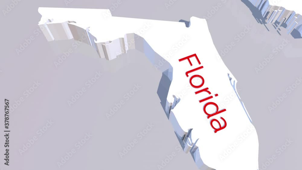 3d animated map showing the state of Florida from the united state of