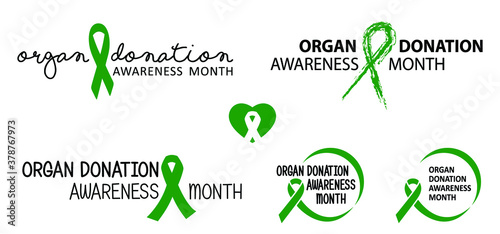 Organ donation a gift for life awareness month april Become a donor Hope green ribbon icon Healthcare ribbons support icons Vector Transplant signs Human transplantation Organs health transplants sign