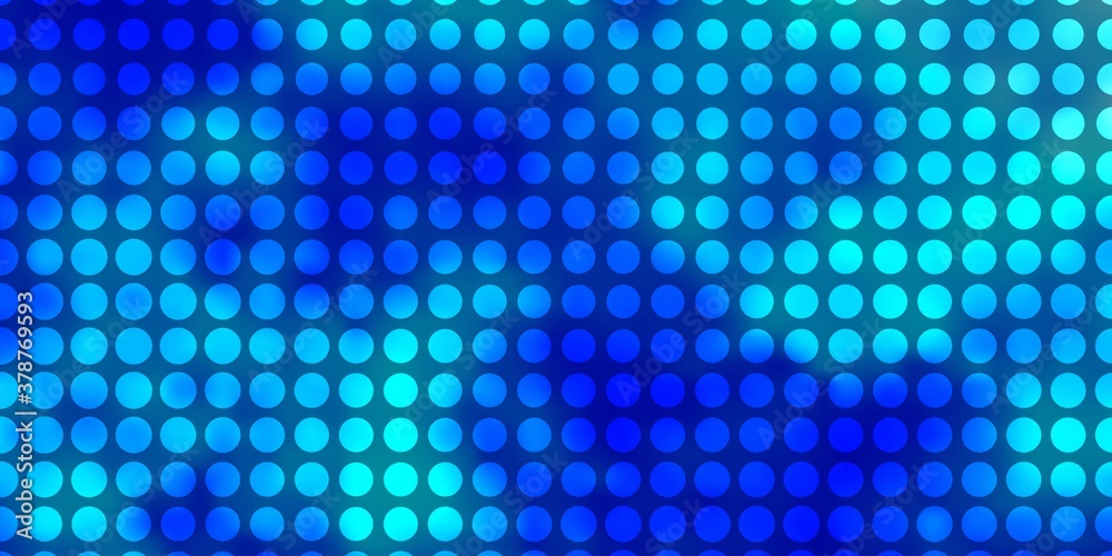 Light BLUE vector pattern with circles. Abstract decorative design in gradient style with bubbles. Design for posters, banners.