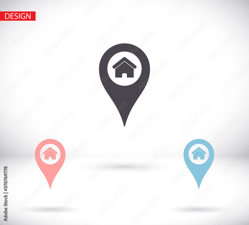 Map pointer house vector icon , design Map pointer house illustration for web. Flat style Map pointer house Map pointer house vector icon , design Map pointer house illustration for web. Flat style Map pointer house