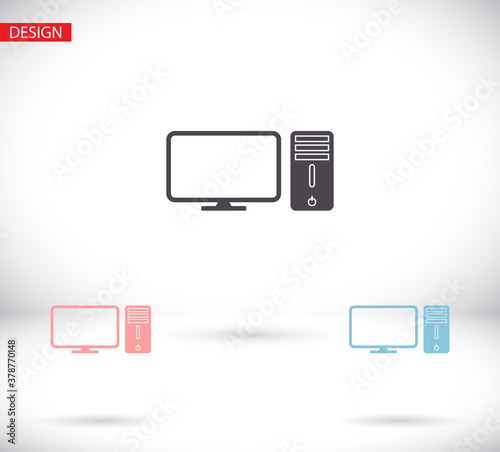 PC Icon Vector. Simple flaticon. Perfect black pictogram illustration on a white background.