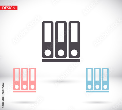 Vector icon Row of binders, design illustration Row of binders. Flat Row of binders. Design Row of binders