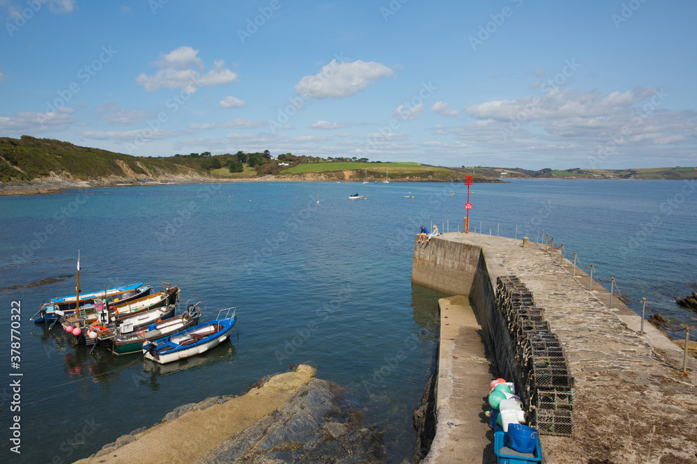 Harbour wall Portscatho Cornwall Roseland Peninsula Cornish coast of England UK