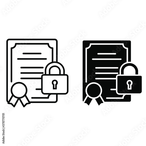 Security contract icon vector set. Cyber defence lock illustration sign collection. Private protection symbol.