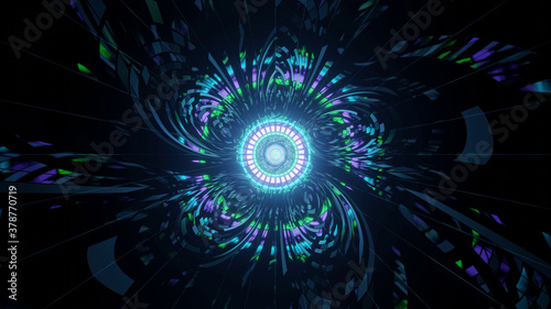 Dark Covering the Bright Multicolored Aperture 4k uhd 3d illustration background