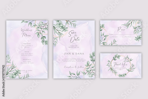 Watercolor floral wedding invitation template set bundle pack