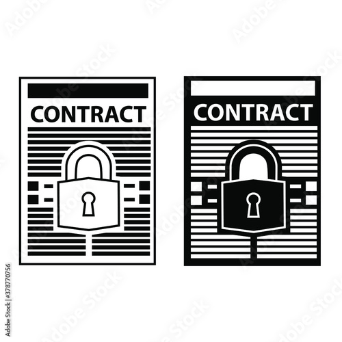Security contract icon vector set. Cyber defence lock illustration sign collection. Private protection symbol.