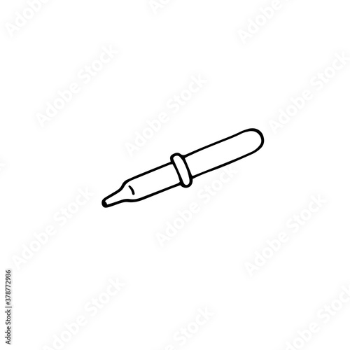 Doodle pipette. Vector illustration. Freehand pencil drawing. Black and white outline